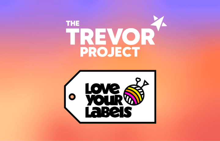 The Trevor Project and Love Your Labels logos together.