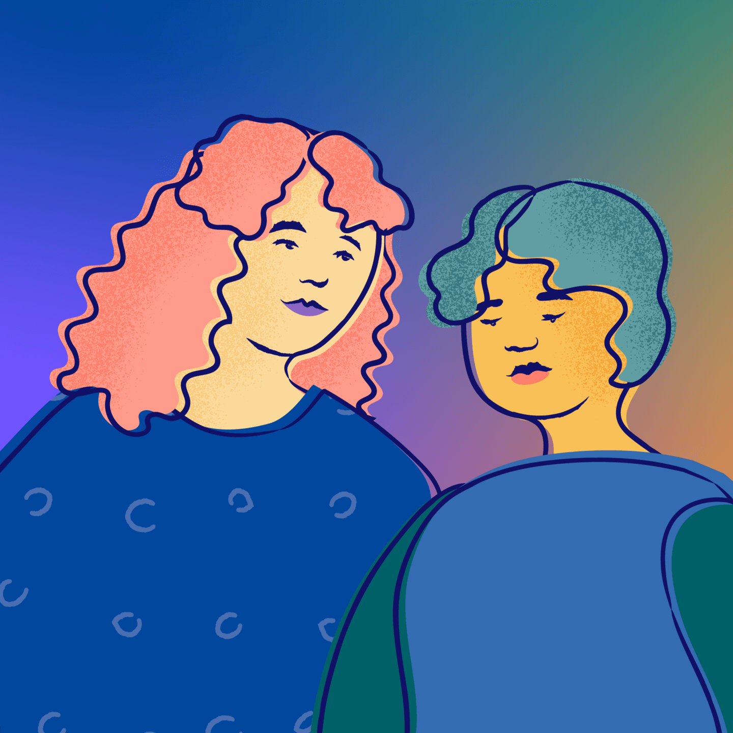 Illustration of 2 people sharing space.