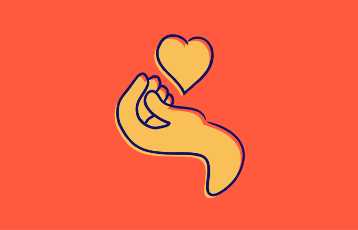 Illustration of a hand holding up a heart