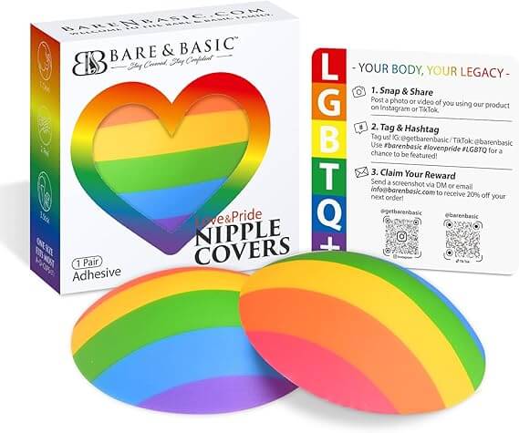 Bare & Basic Love & Pride Rainbow Nipple Covers